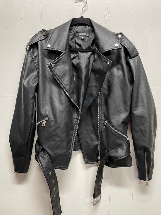 Missguided Jackets & Blazers - Misguided US 6 Medium Size Black Faux Leather Motorcycle Jacket Retro T-Birds